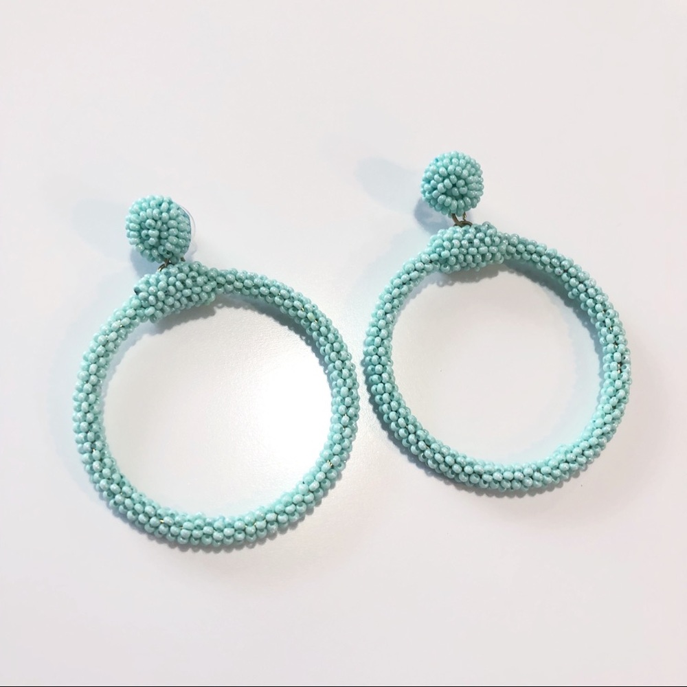 Turquoise Beaded Hoop Earrings